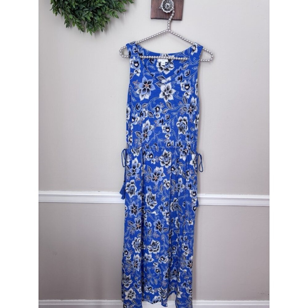 J.Jill Womens Size Small Blue Floral Maxi Dress Sleeveless Stretchy